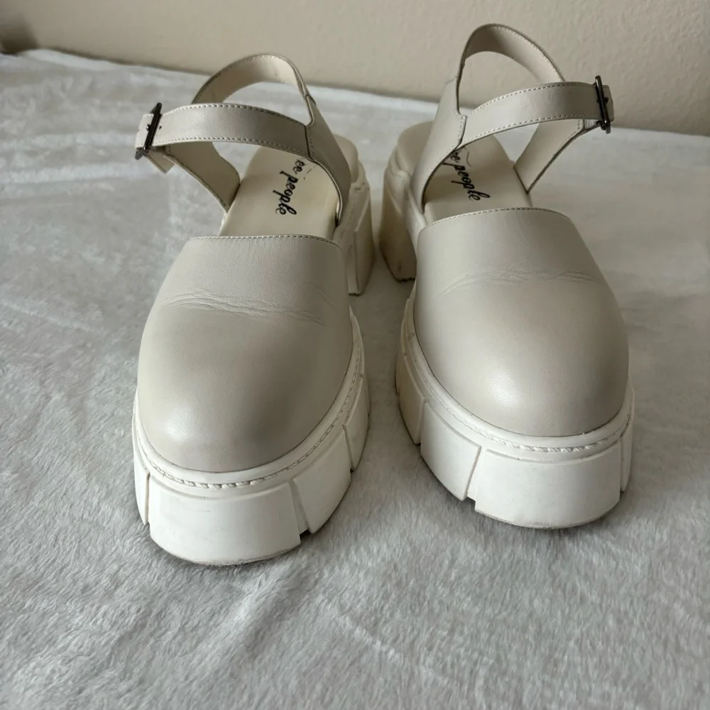 Free People Cream Chunky Platform Mary Jane Sandals